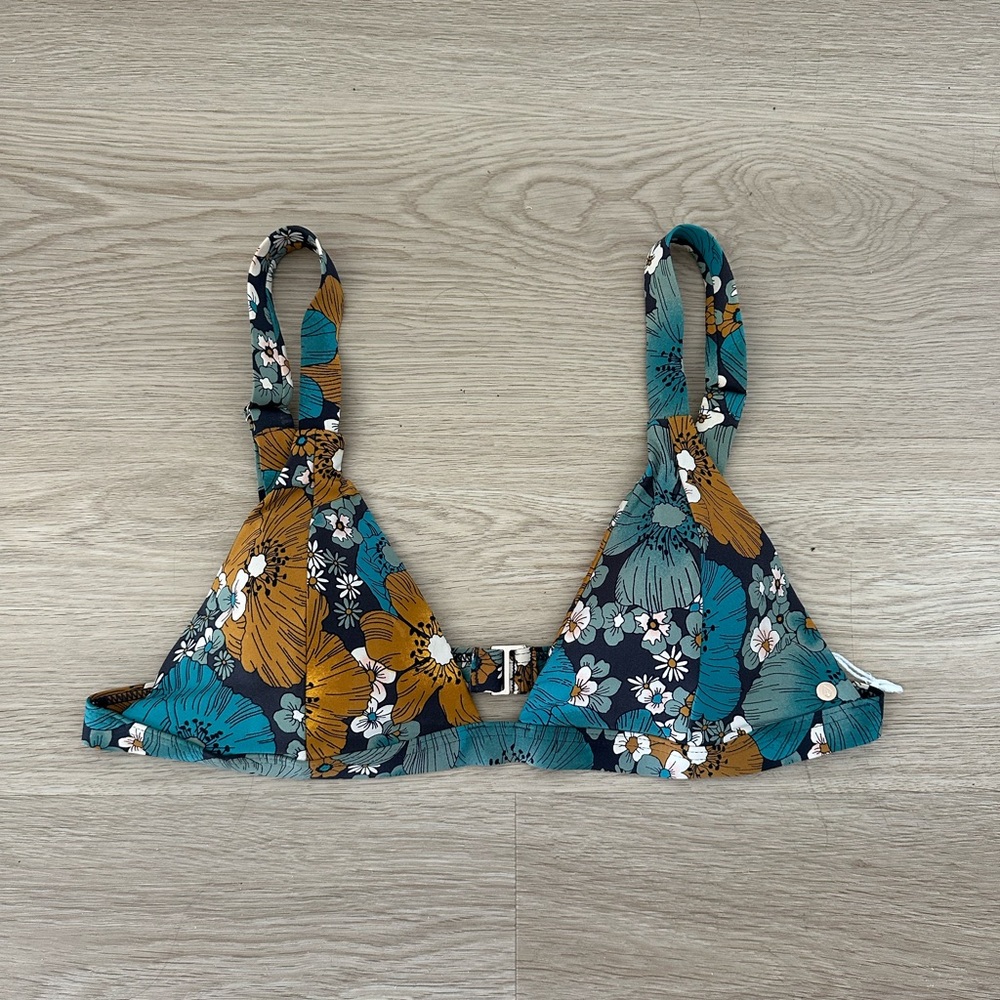 Volcom floral fixed triangle bikini top
